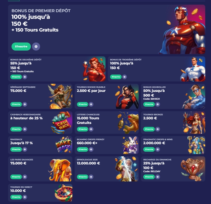 Promotions et bonus disponibles chez Brunocasino